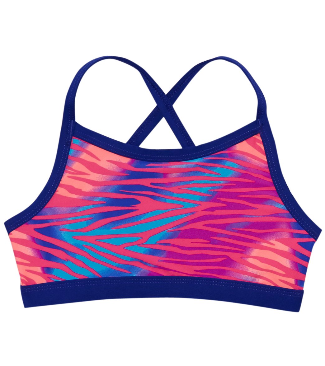 TYR Girls' Dreamland Trinity Bikini Top - Pink/Multi Small 6/6X - Swimoutlet.com