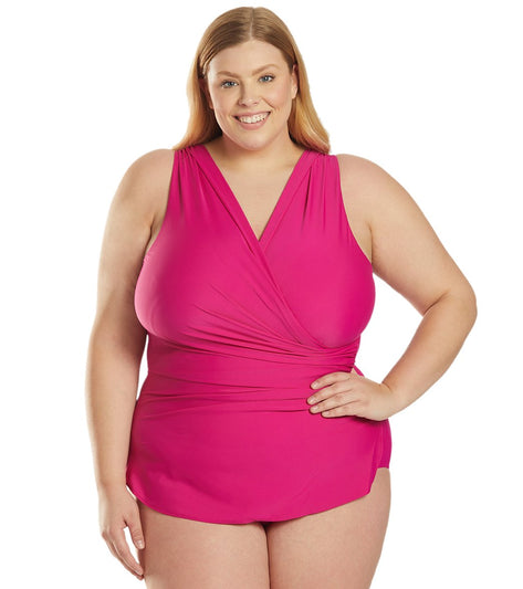 Sporti Plus Size Isabella Tummy Control Wrap One Piece Swimsuit At