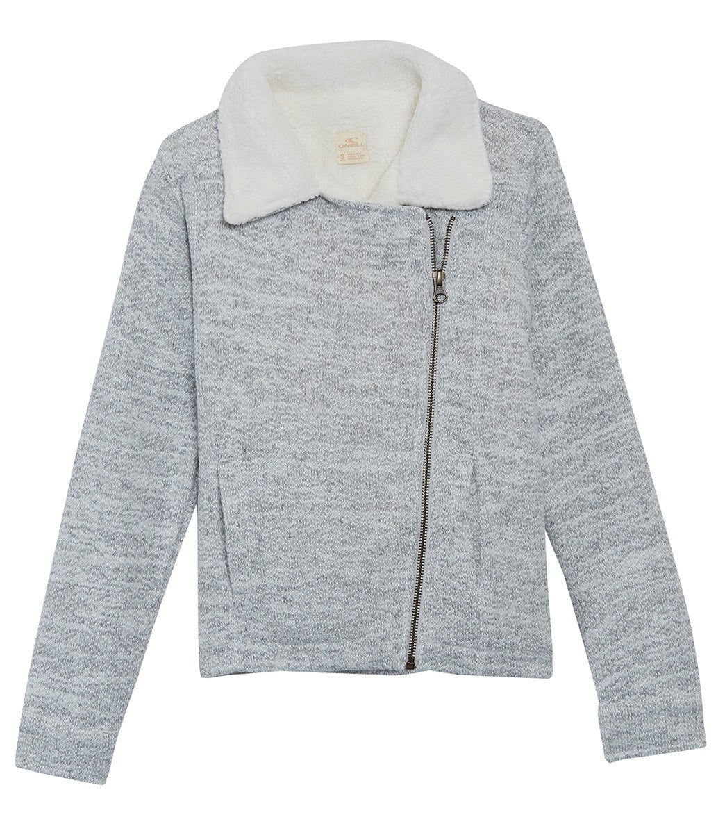 O'neill Girls' Alta Zip Fleece Jacket Big Kid - Heather Grey Sm 7/8 Big Size Small/Medium Acrylic/Cotton/Polyester - Swimoutlet.com