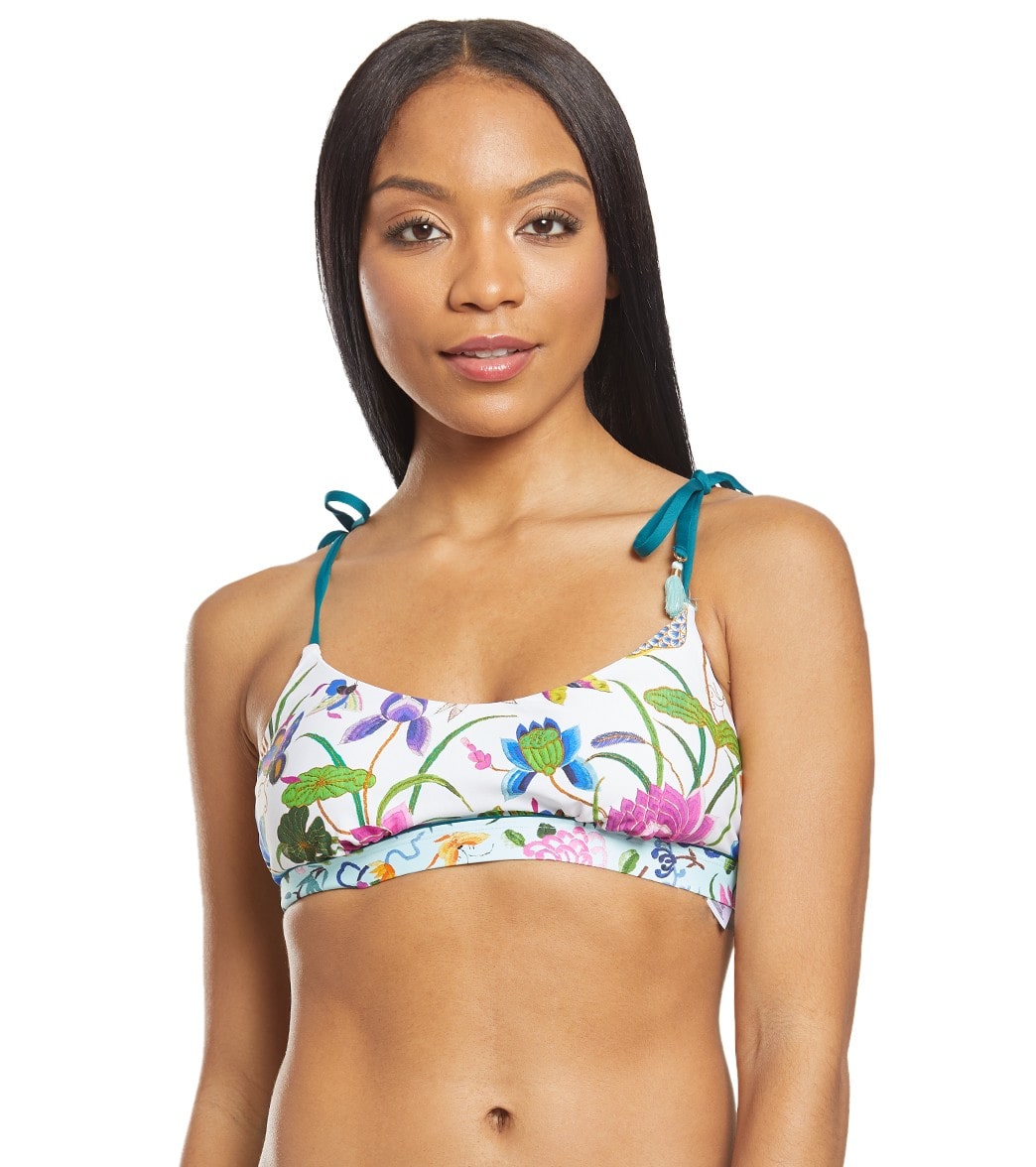 Nanette Lepore Opulent Garden Enchantress Bralette Bikini Top - White/Pink 2 - Swimoutlet.com