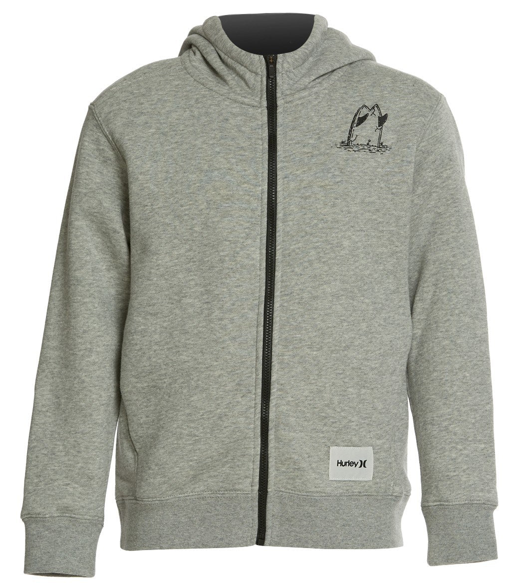 Hurley Boys' Surf Check Rip Zip Hoodie - Dk Grey Heather Xl 18-20 Cotton/Cotton/Polyester - Swimoutlet.com