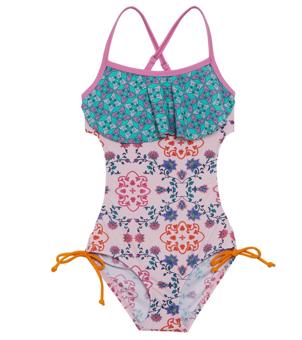 Platypus Australia girls' secret garden flounce one piece swimsuit toddler/little/big kid - 8 - swimoutlet.com