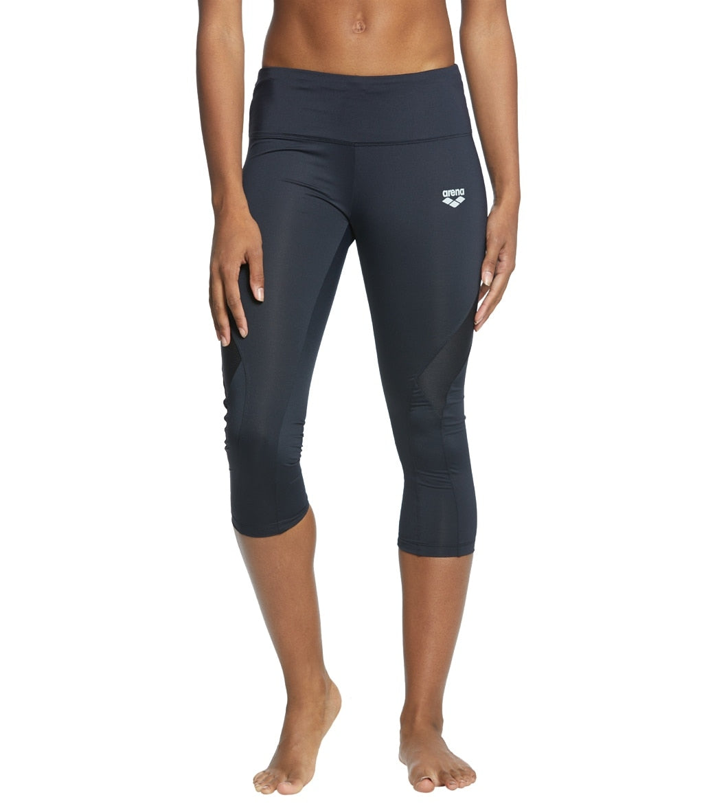 Arena Women's Gym 3/4 Length Tights - Black Xs Size X-Small Elastane/Polyester - Swimoutlet.com