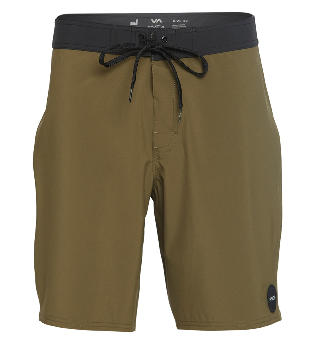 Rvca Men's Va 19 Solid Trunk Boardshorts - Olive 28 - Swimoutlet.com