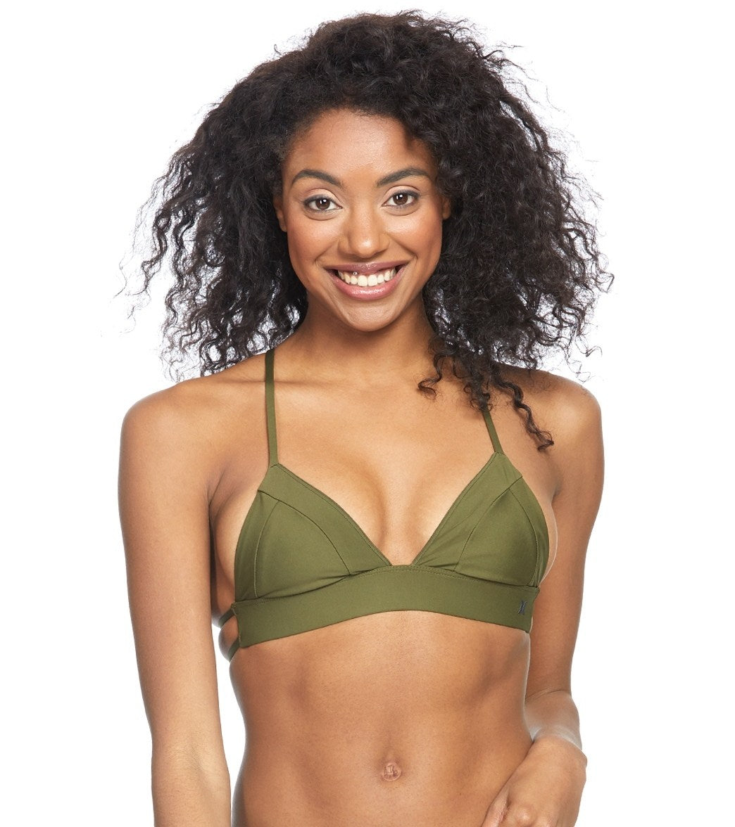 Hurley Women's Quick Dry Bralette Surf Bikini Top - Olive Canvas Medium - Swimoutlet.com