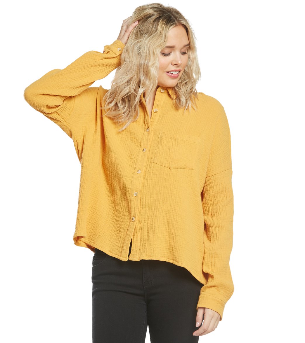 Rhythm Camille Shirt - Marigold X-Small Cotton - Swimoutlet.com