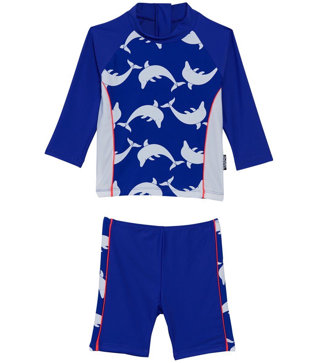 Platypus Australia Boys' Dolphin Watch Sunset Long Sleeve Rash Guard Set Baby - 1 - Swimoutlet.com