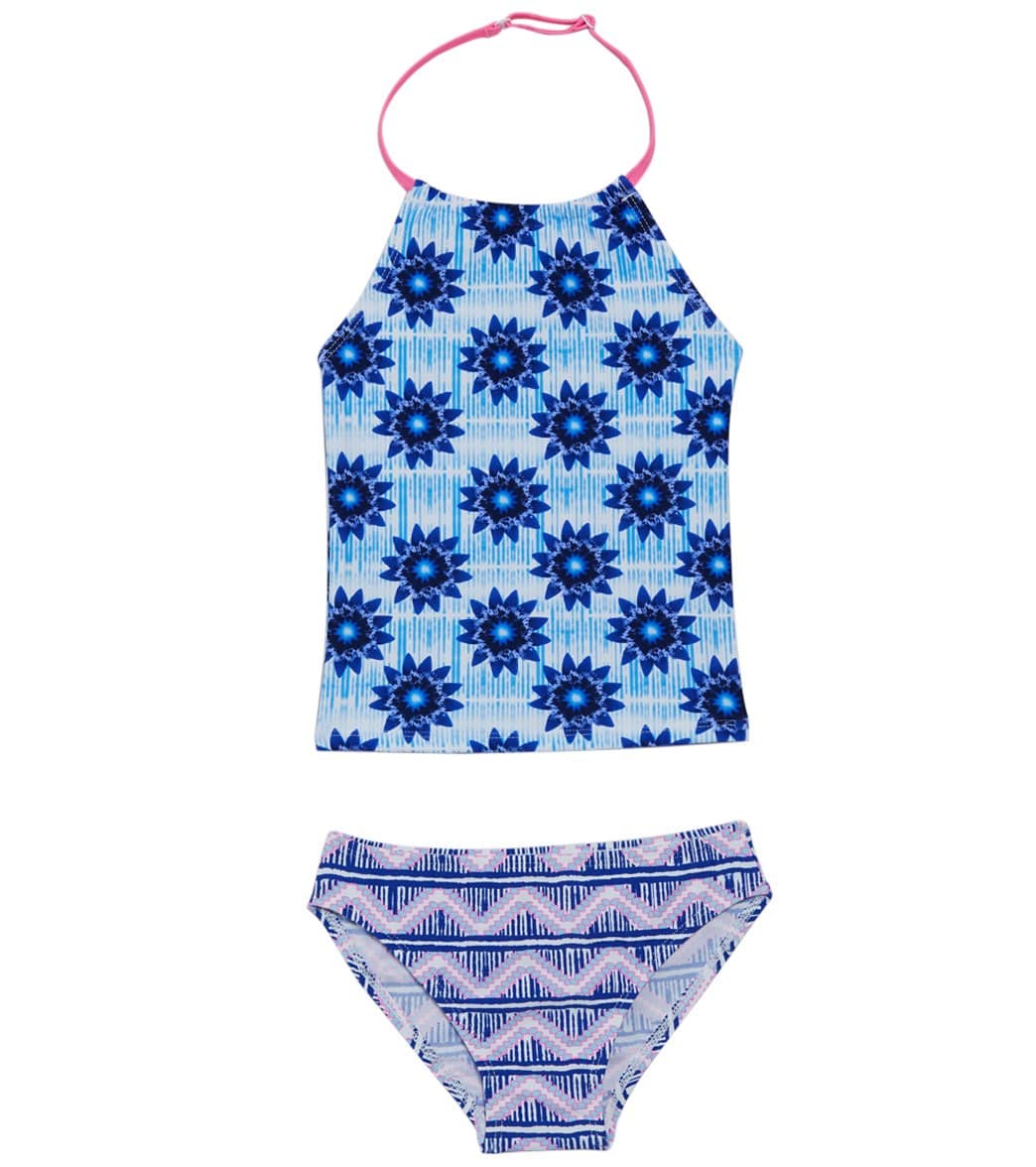 Platypus Australia Girls' Inky Bloom High Neck Two Piece Tankini Set - 4 - Swimoutlet.com