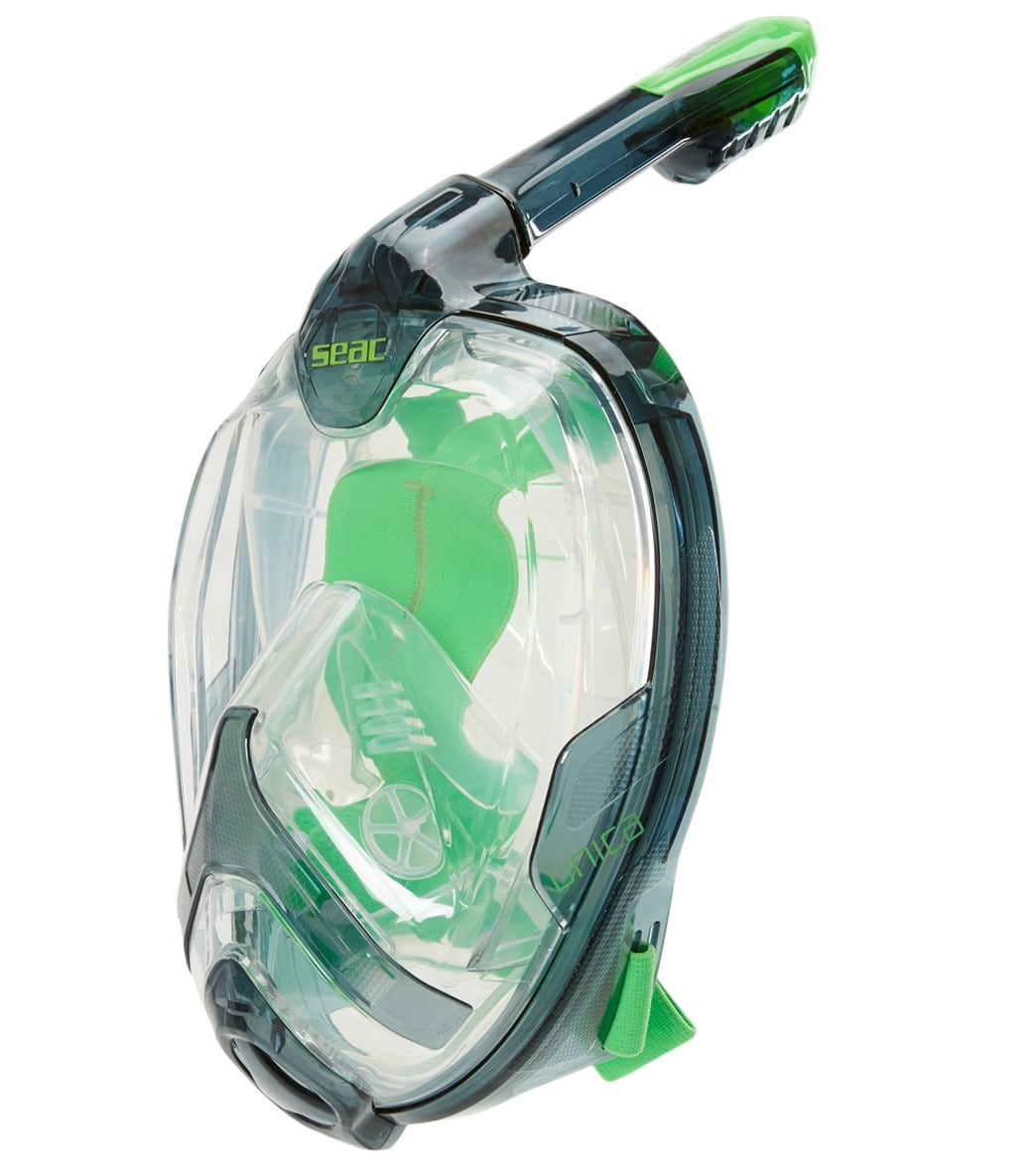 Seac Usa Unica Full Face Snorkeling Mask - Black/Lime S/M Size Small/Medium - Swimoutlet.com