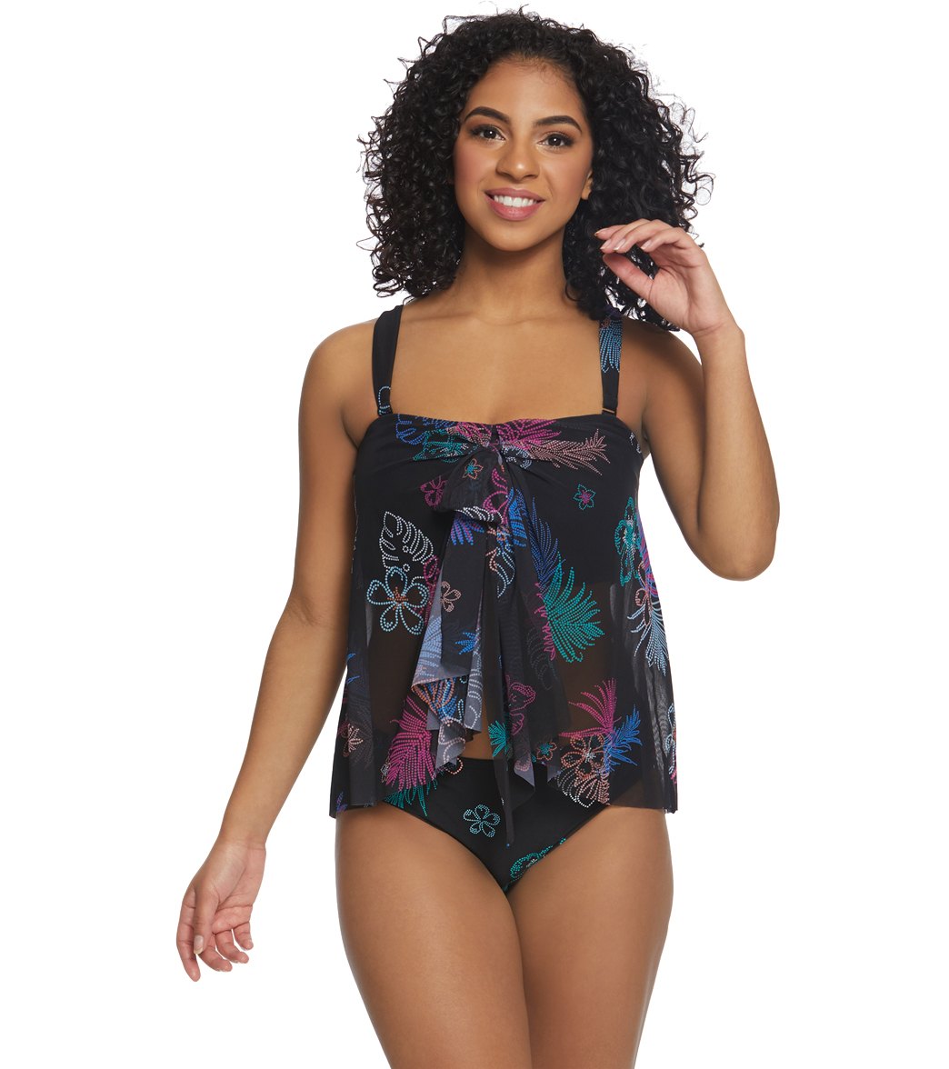 Coco Reef La Palma Cascade Bandeau Tankini Top C-Dd Cup - Black 32D - Swimoutlet.com