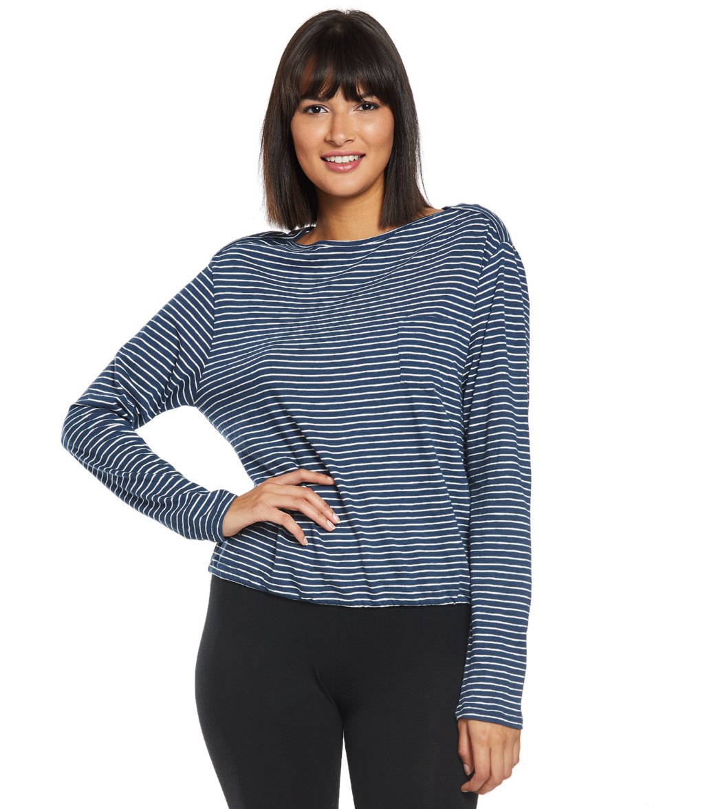 Carve Designs Lorena Long Sleeve Top - Dusk Stripe Large Cotton - Swimoutlet.com