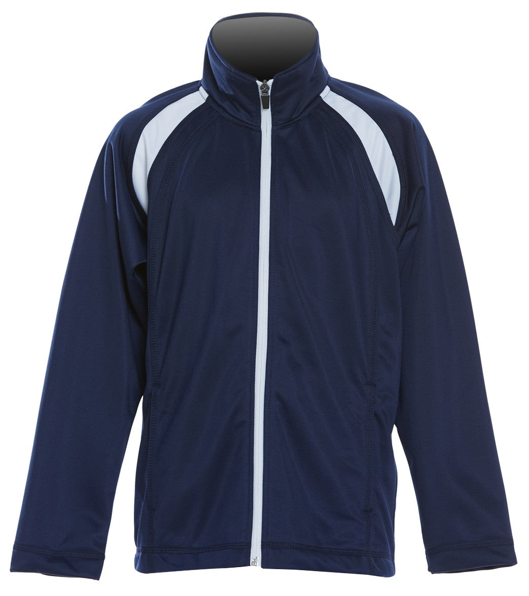Sport-Tek Youth Tricot Track Jacket - True Navy/White Large Polyester - Swimoutlet.com