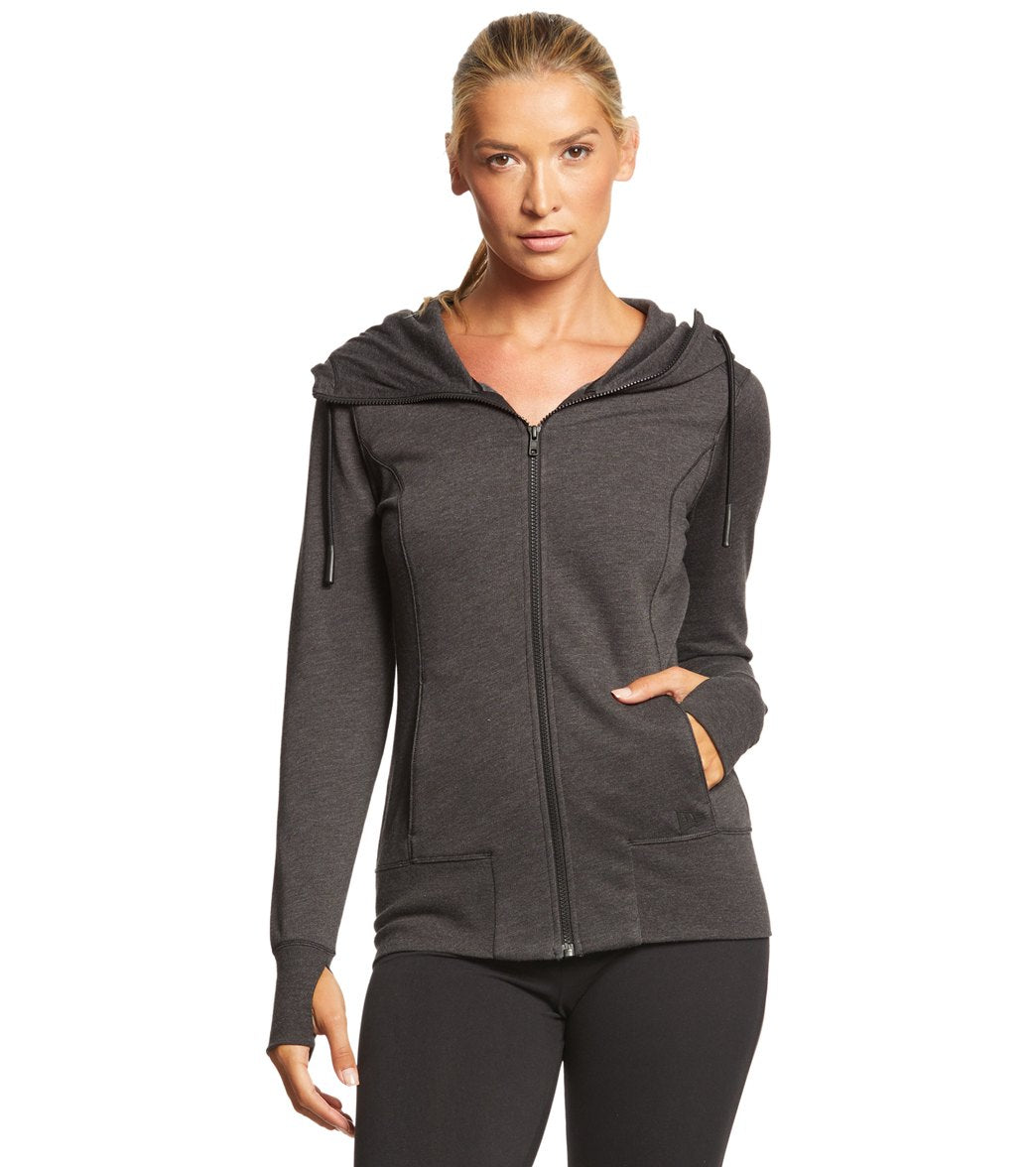 New Era Women's Tri-Blend Fleece Full-Zip Hoodie - Black Heather Medium Cotton/Polyesterrayon - Swimoutlet.com