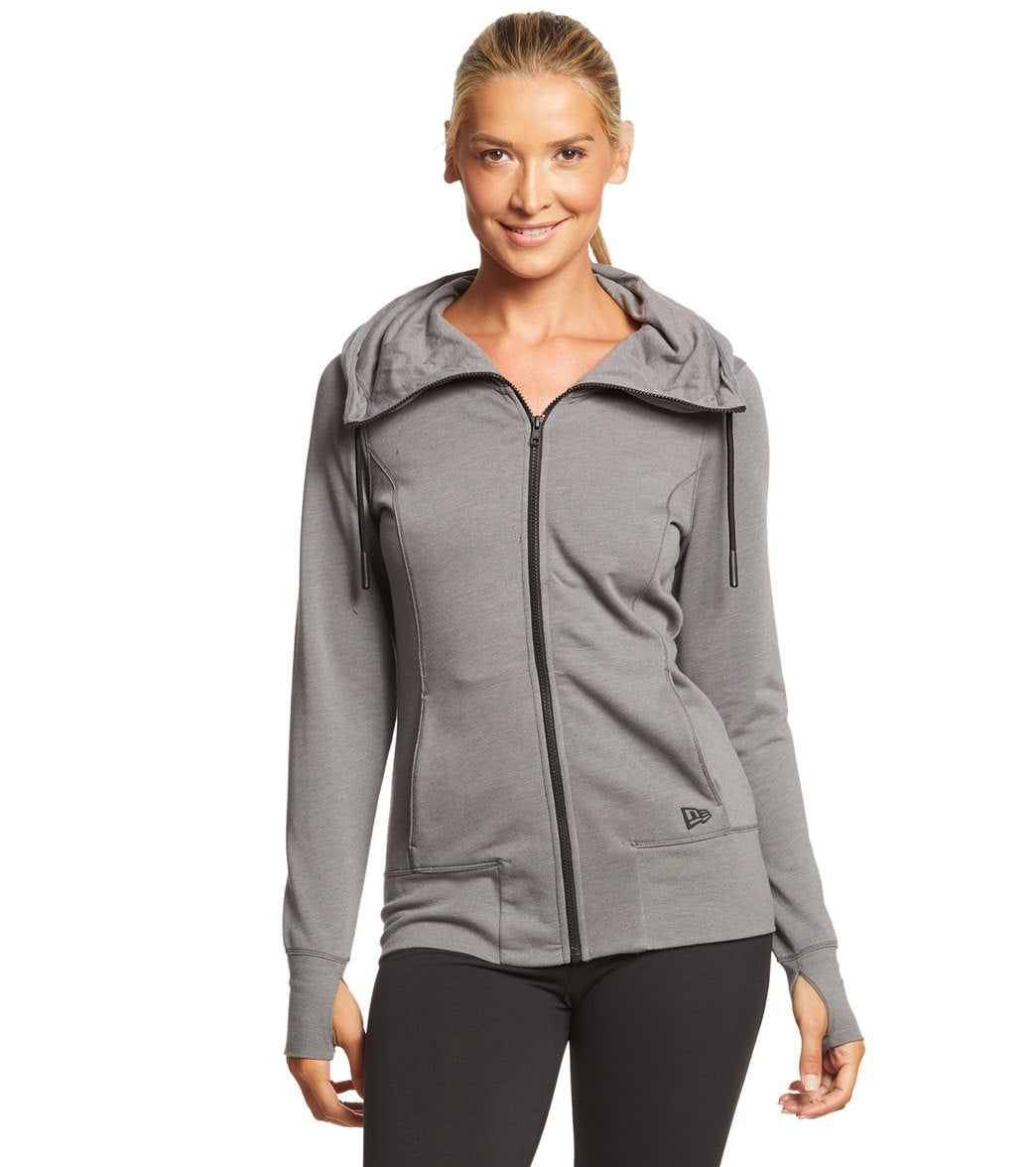 New Era Women's Tri-Blend Fleece Full-Zip Hoodie - Shadow Grey Heather Medium Cotton/Polyesterrayon - Swimoutlet.com