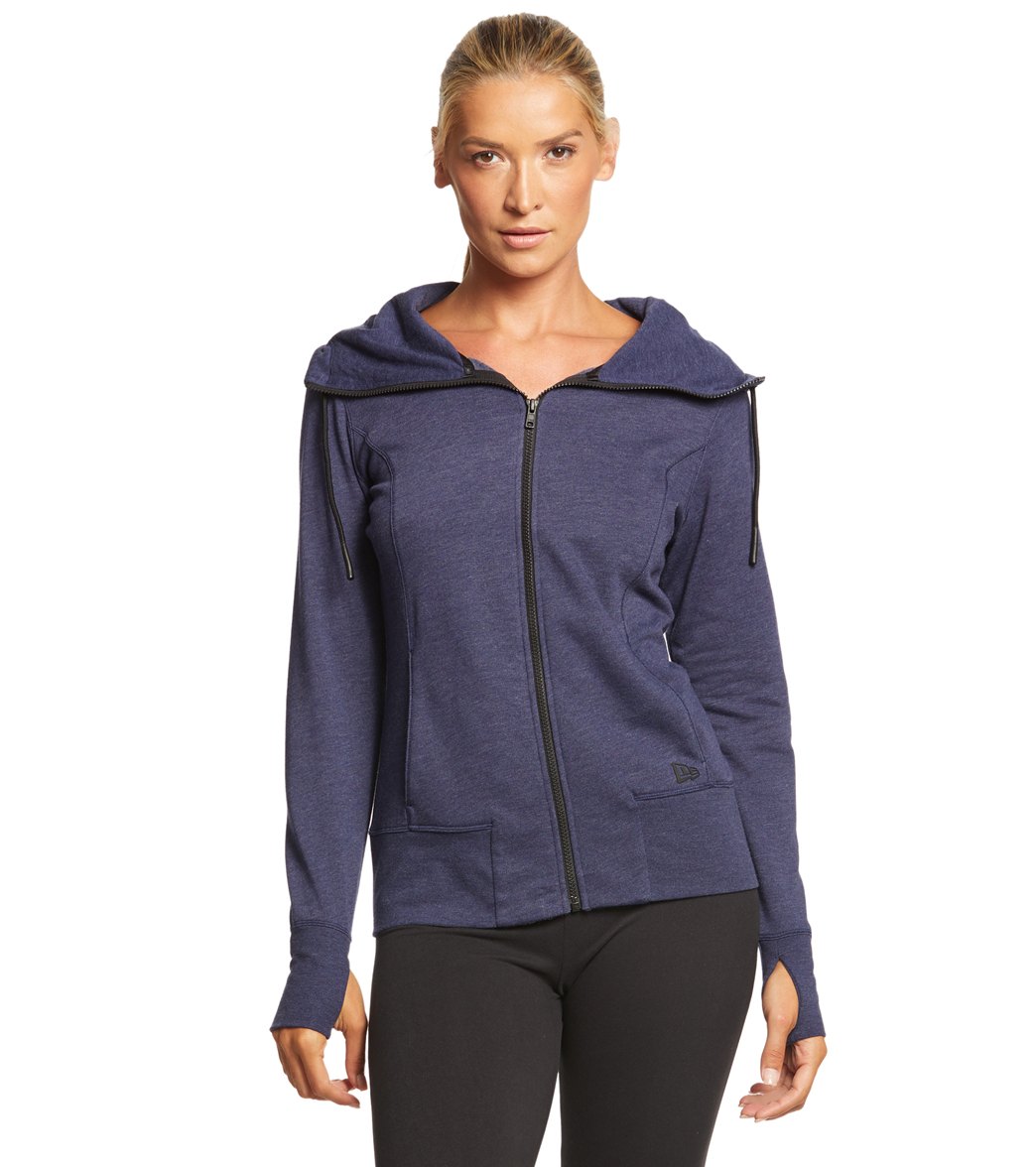 New Era Women's Tri-Blend Fleece Full-Zip Hoodie - True Navy Heather Medium Cotton/Polyesterrayon - Swimoutlet.com