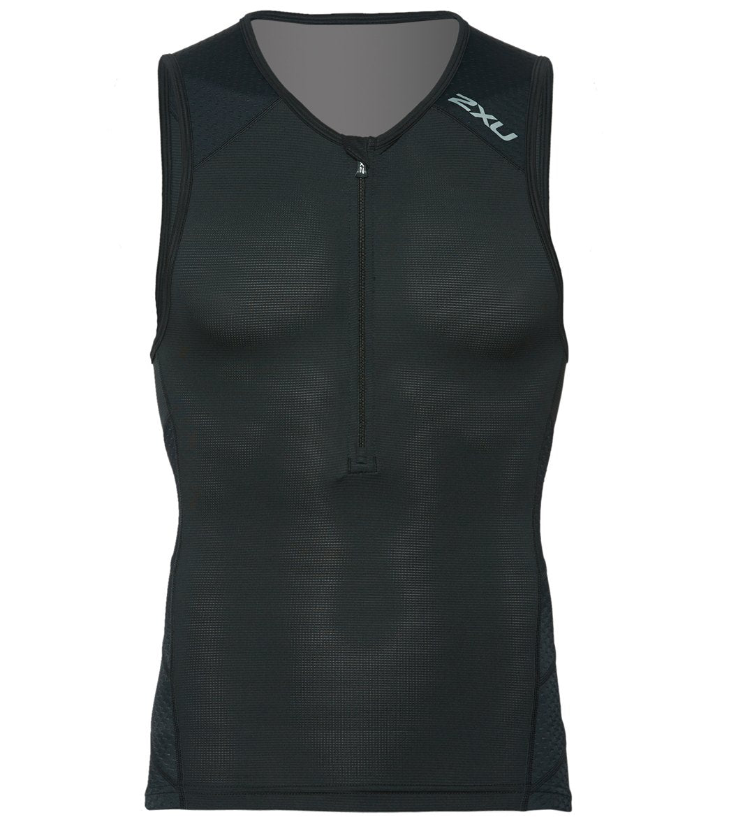 2Xu Men's Perform Tri Singlet - Black/Black Small Vest - Swimoutlet.com