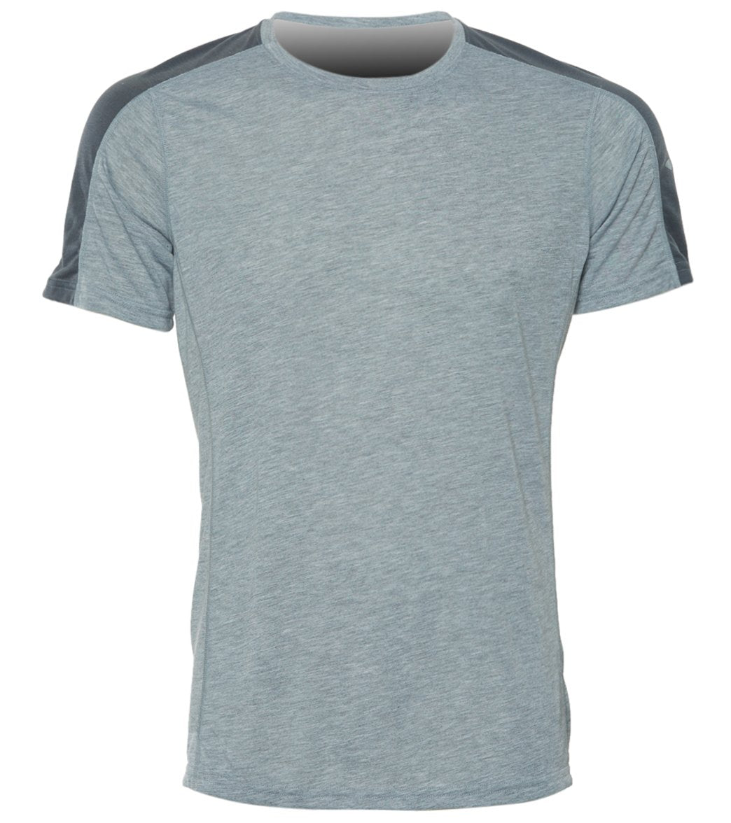 Brooks men's distance two-tone short sleeve shirt - heather ash/ asphalt xl - swimoutlet.com