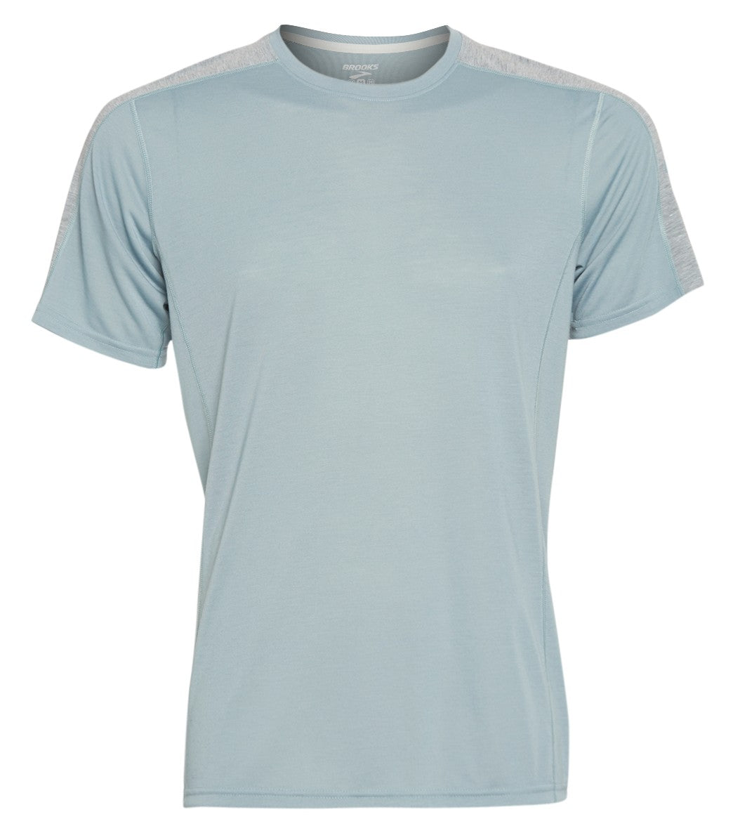 Brooks Men's Distance Two-Tone Short Sleeve Shirt - Slate/Heather Ash Medium Size Medium - Swimoutlet.com