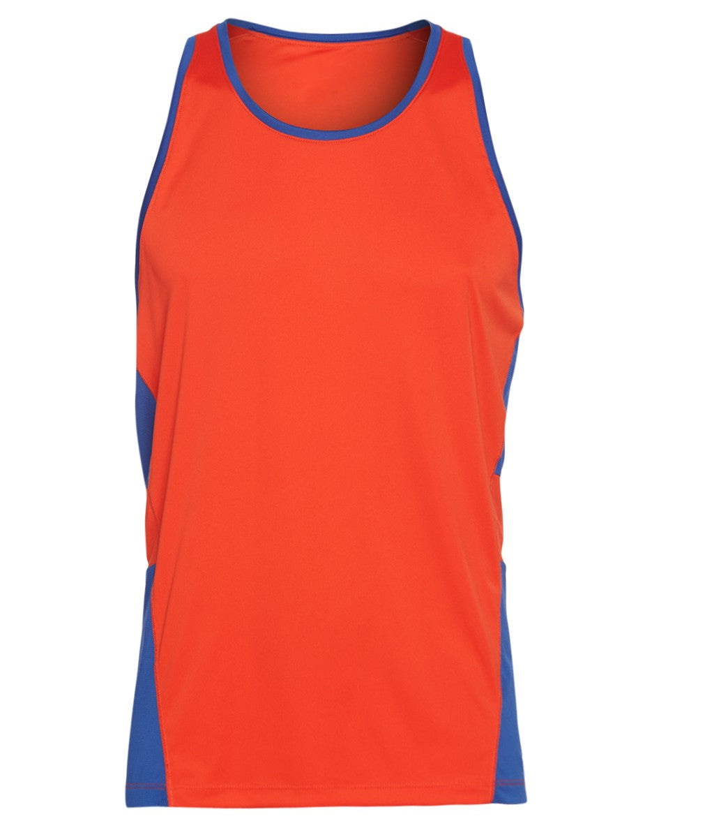 Brooks Men's Stealth Singlet Shirt - Lava/Cobalt Xl Size Xl Polyester - Swimoutlet.com