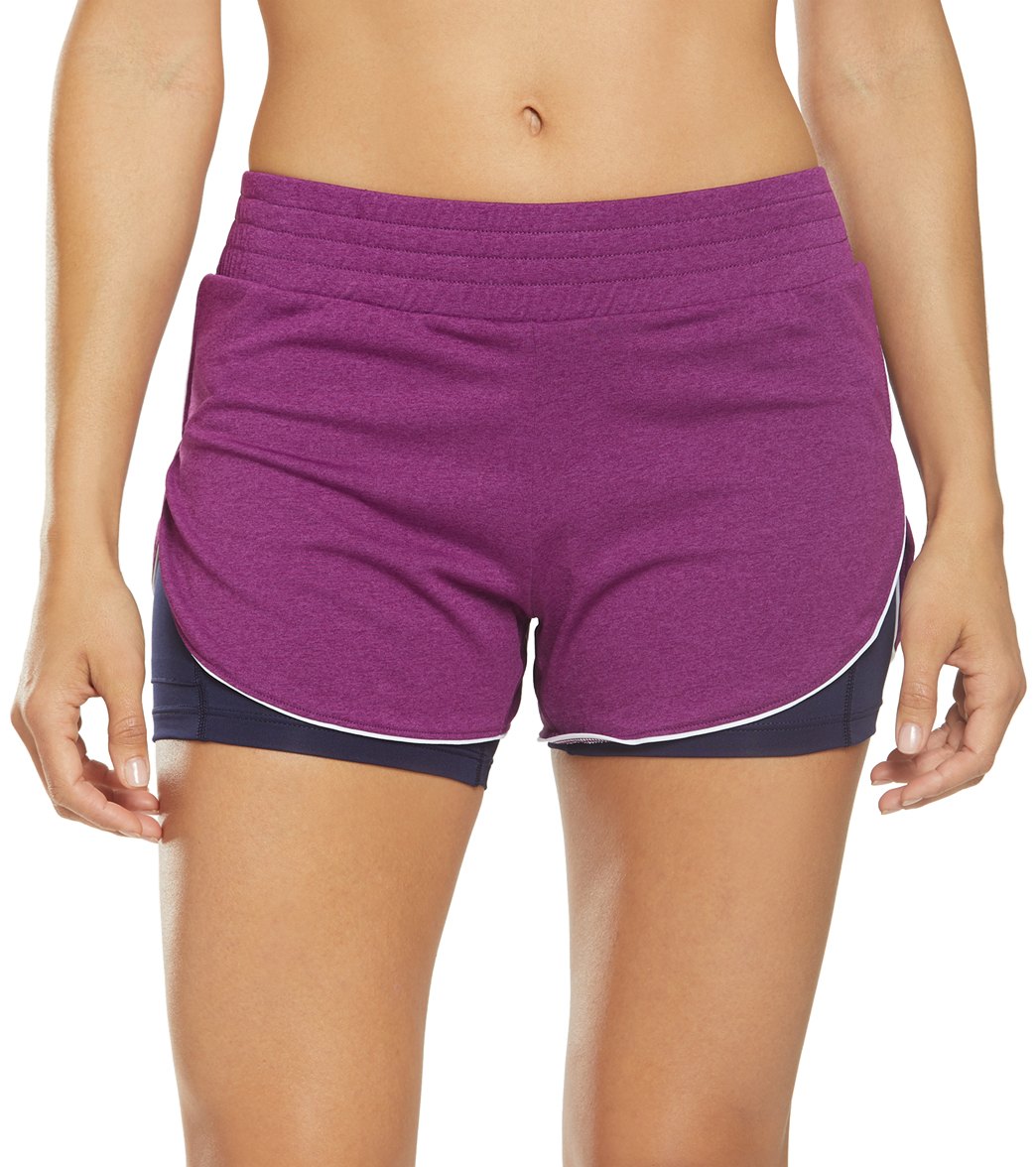 Brooks Women's Rep 3 2-In-1 Short - Heather Violet/Navy Xl Polyester - Swimoutlet.com