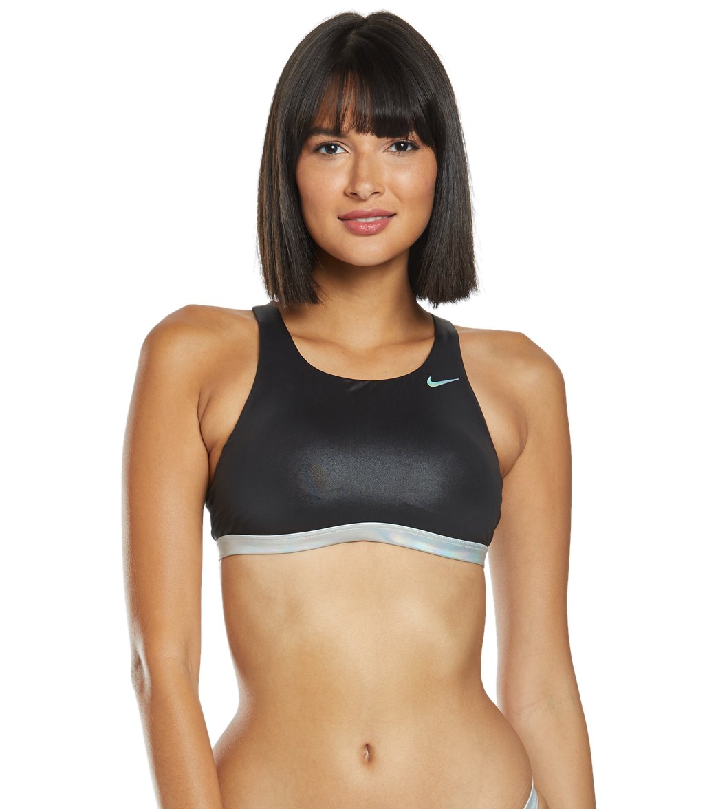 Nike Women's Flash Bonded Fast Back Bikini Top - Black Xs Size X-Small - Swimoutlet.com