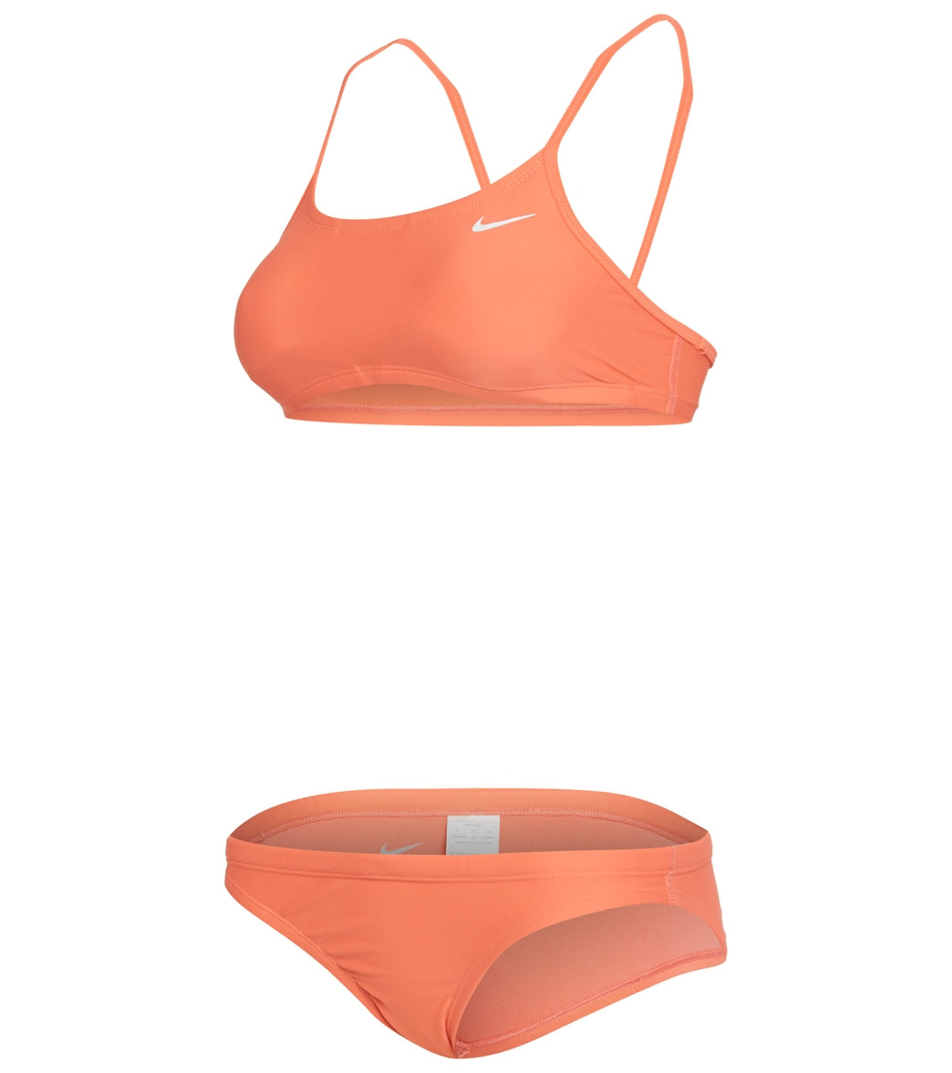 Nike Women's Solid Racerback Bikini Top Set - Magic Ember Xl Size Xl Polyester - Swimoutlet.com