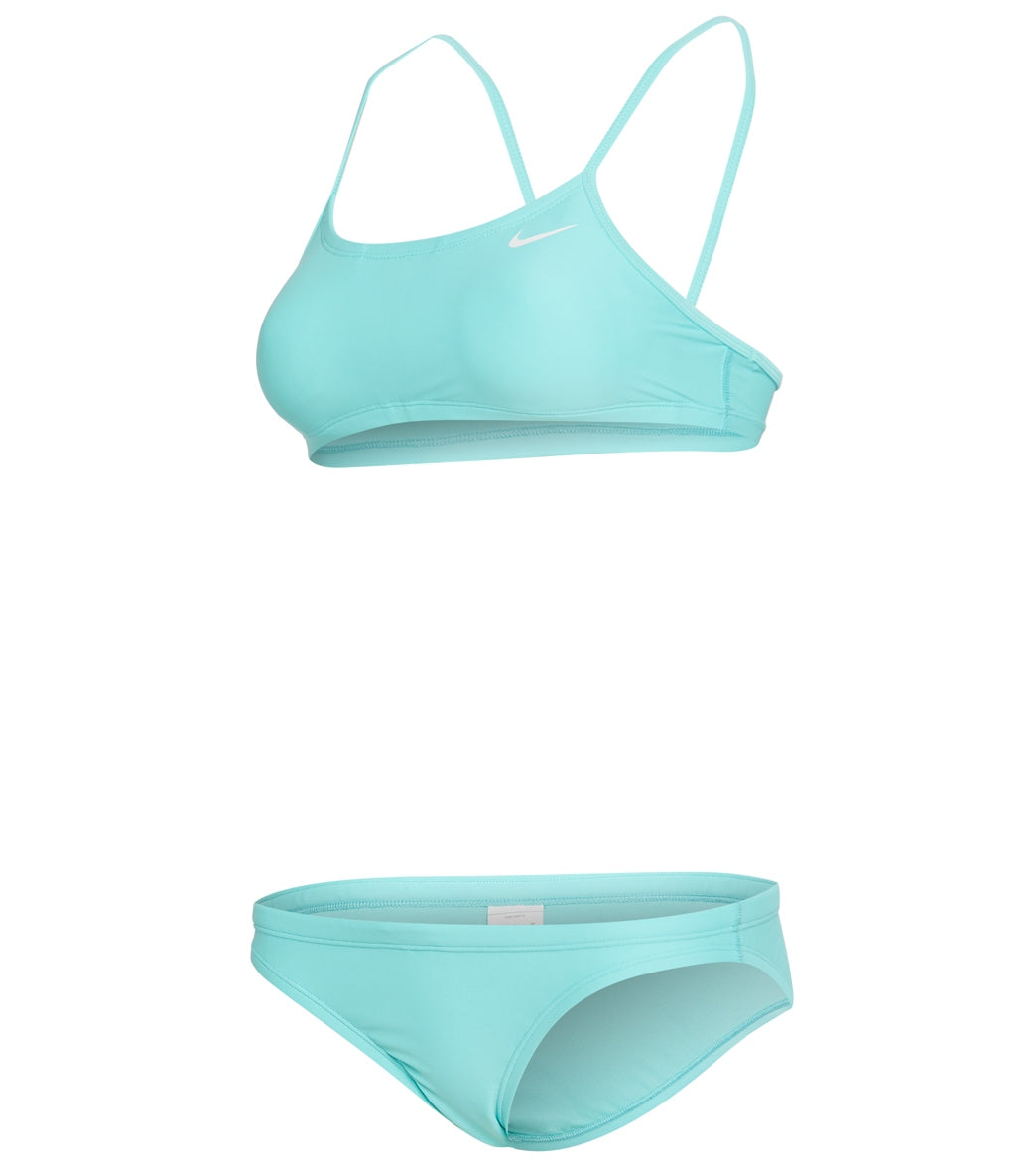 Nike Women's Solid Racerback Bikini Top Set - Aurora Green Xl Size Xl Polyester - Swimoutlet.com