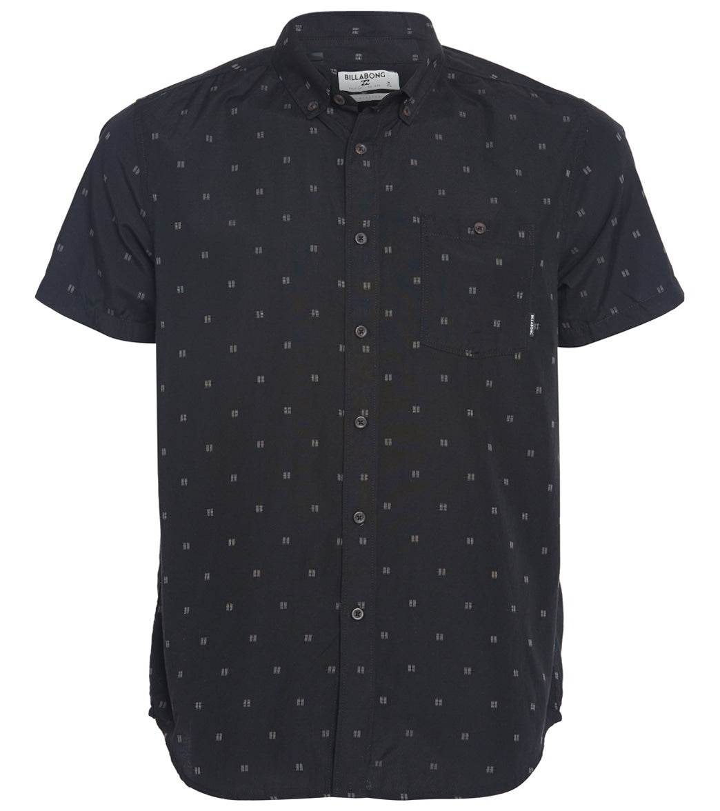 Billabong Men's All Day Jacquard Short Sleeve Shirt - Black Small Cotton - Swimoutlet.com