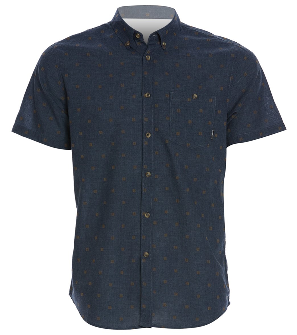 Billabong Men's All Day Jacquard Short Sleeve Shirt - Navy Heather Small Cotton - Swimoutlet.com