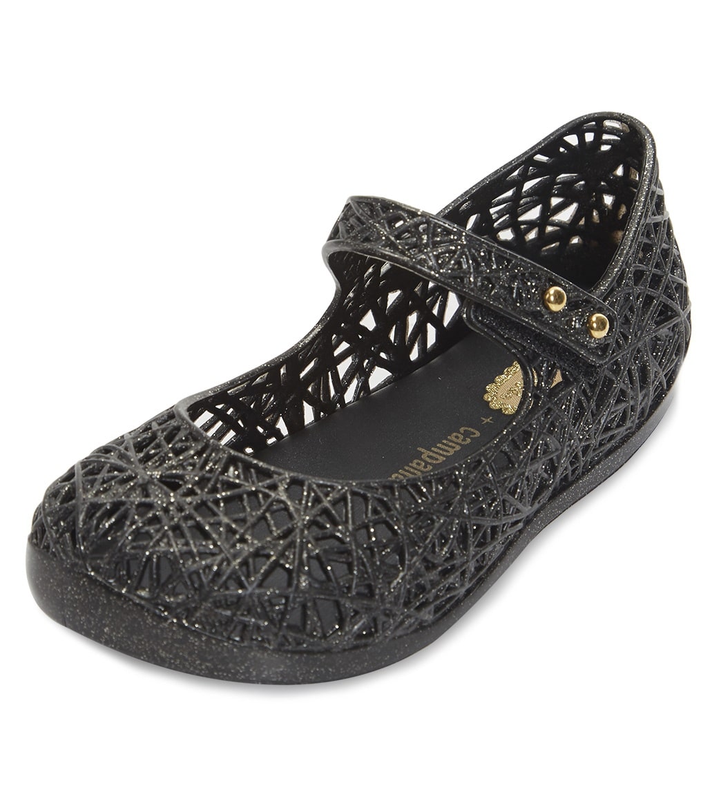 Mel By Melissa Girls' Mini Zig Zag Mary Jane Shoes - Black Glitter 5 Pvc - Swimoutlet.com