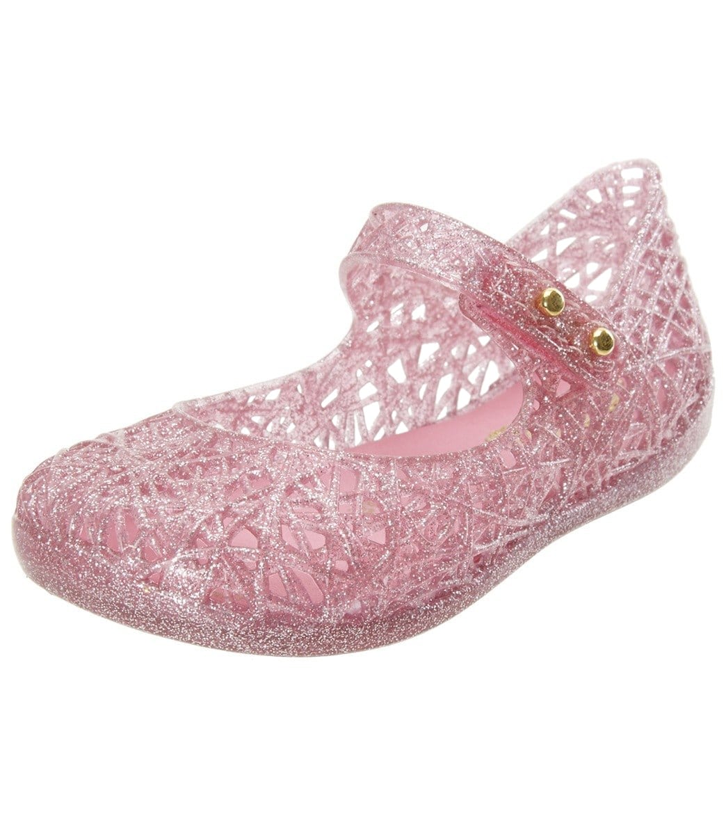 Mel By Melissa Girls' Mini Zig Zag Mary Jane Shoes - Pnk Gltr 6 18-24 Months Pink Glitter Pvc - Swimoutlet.com