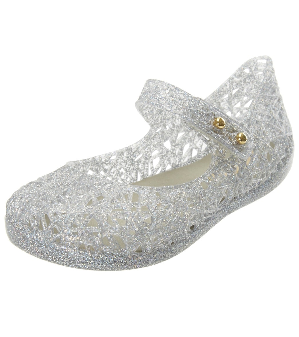 Mel By Melissa girls' mini zig zag mary jane shoes - lt silver 5 12-18 months pvc - swimoutlet.com