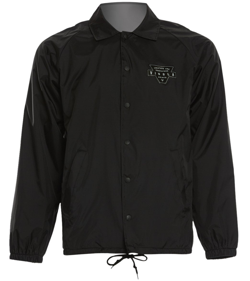 Vissla Men's Vinyl Coaches Jacket - Black Medium Nylon - Swimoutlet.com