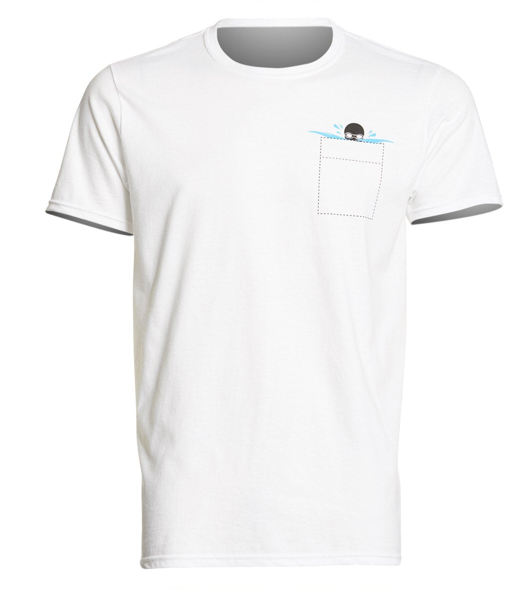 Usa Swimming Men's Swimmer Pocket T-Shirt - White Xxl Cotton - Swimoutlet.com