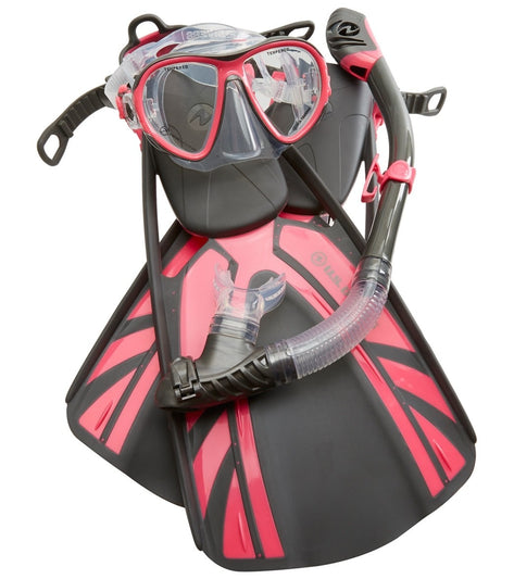 Us Divers Azul Lx Mask Tucson Snorkel And Tulum Fin Set With Travel Bag Gun Metalbright Pink
