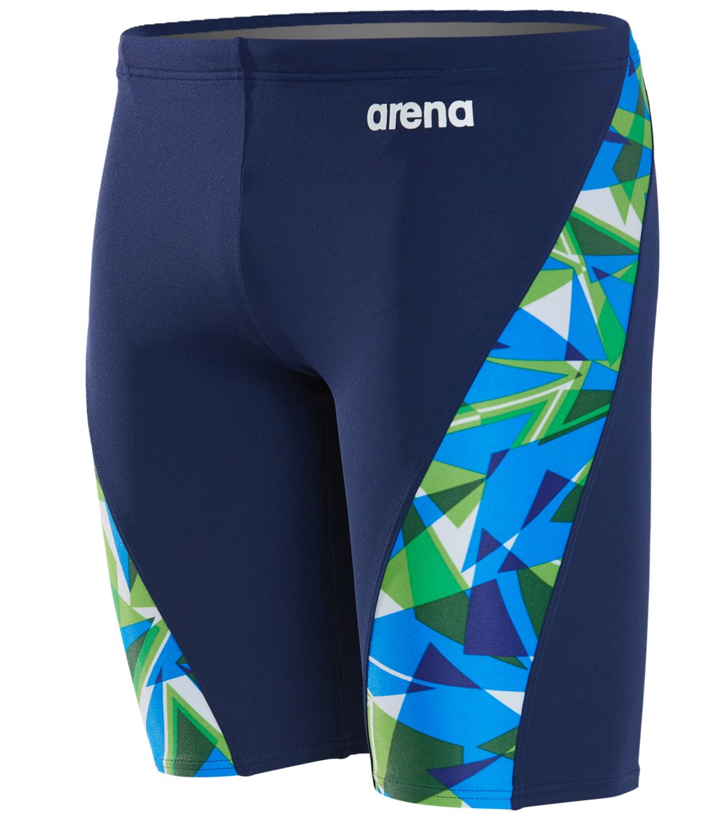 Arena Men's Shattered Glass Maxlife Jammer Swimsuit - Navy/Green/Blue 36 Polyester/Pbt - Swimoutlet.com