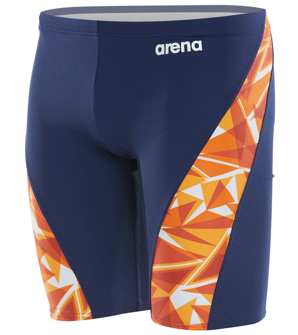 Arena Men's Shattered Glass Maxlife Jammer Swimsuit - Navy/Orange 36 Polyester/Pbt - Swimoutlet.com