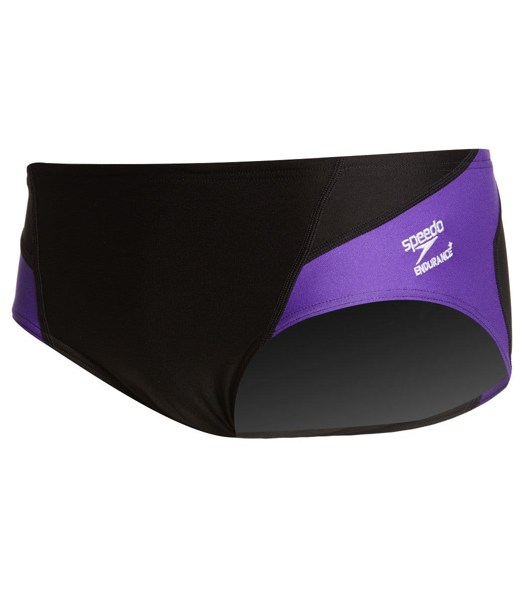 Speedo Men's Spark Splice Brief Swimsuit - Black/Purple 24 Polyester/Pbt - Swimoutlet.com