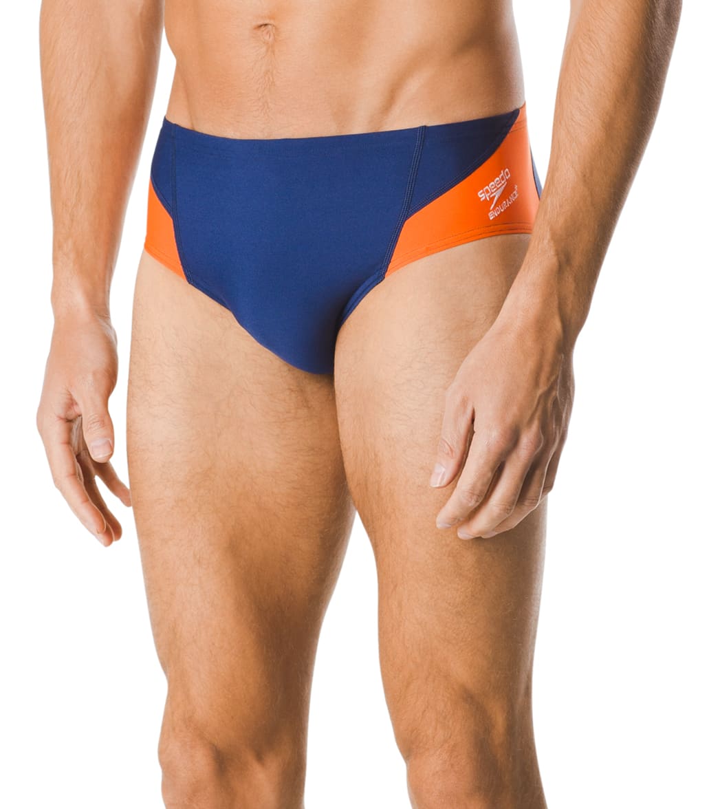 Speedo Men's Spark Splice Brief Swimsuit - Navy/Orange 24 Polyester/Pbt - Swimoutlet.com