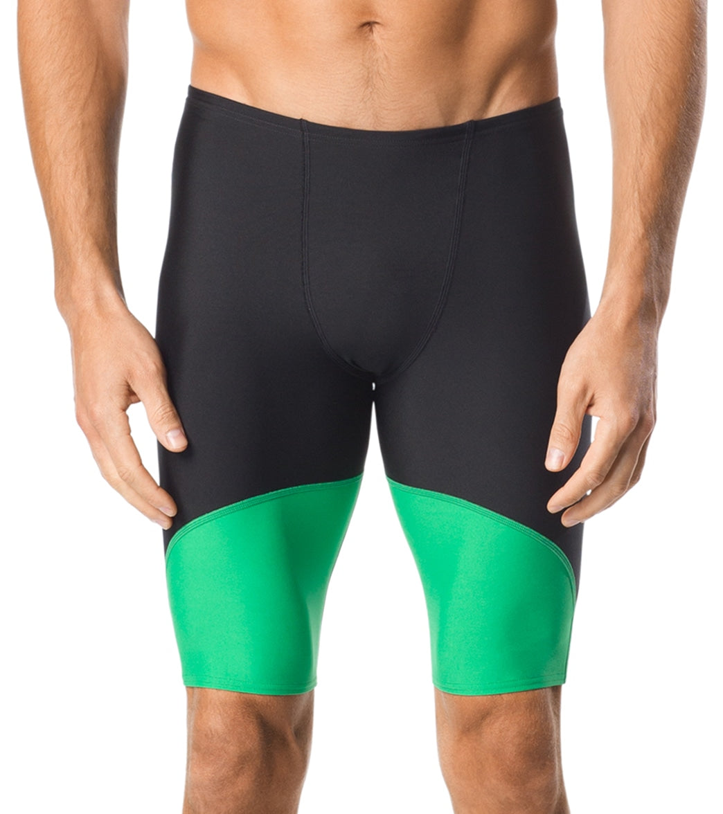 Speedo Men's Spark Splice Jammer Swimsuit - Black/Green 22 Polyester/Pbt - Swimoutlet.com