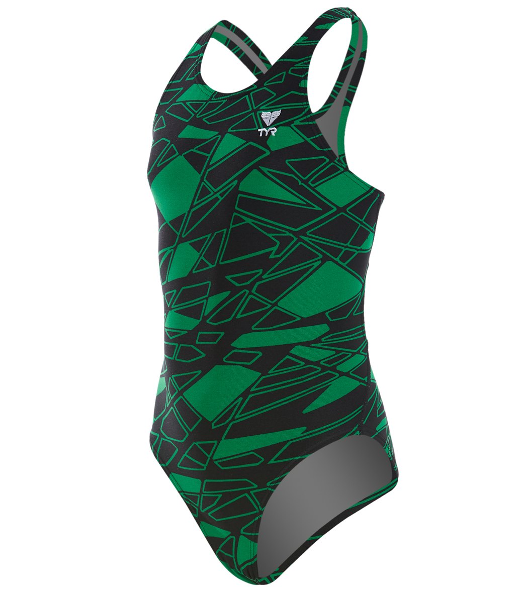 TYR Girls' Mantova Maxfit One Piece Swimsuit - Green 22 Polyester - Swimoutlet.com