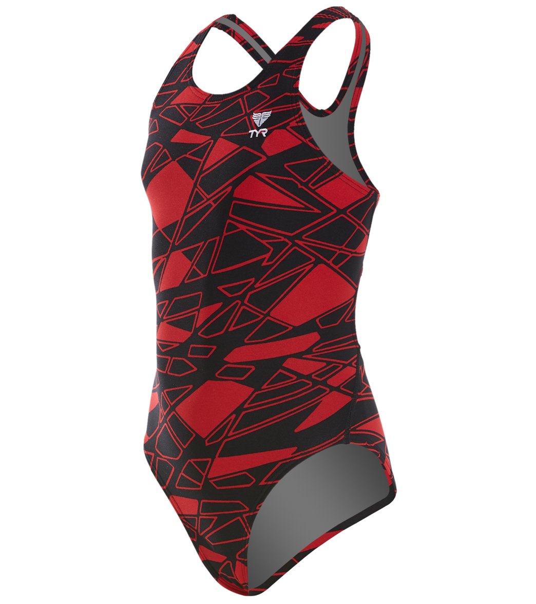 TYR Girls' Mantova Maxfit One Piece Swimsuit - Red 24 Polyester - Swimoutlet.com