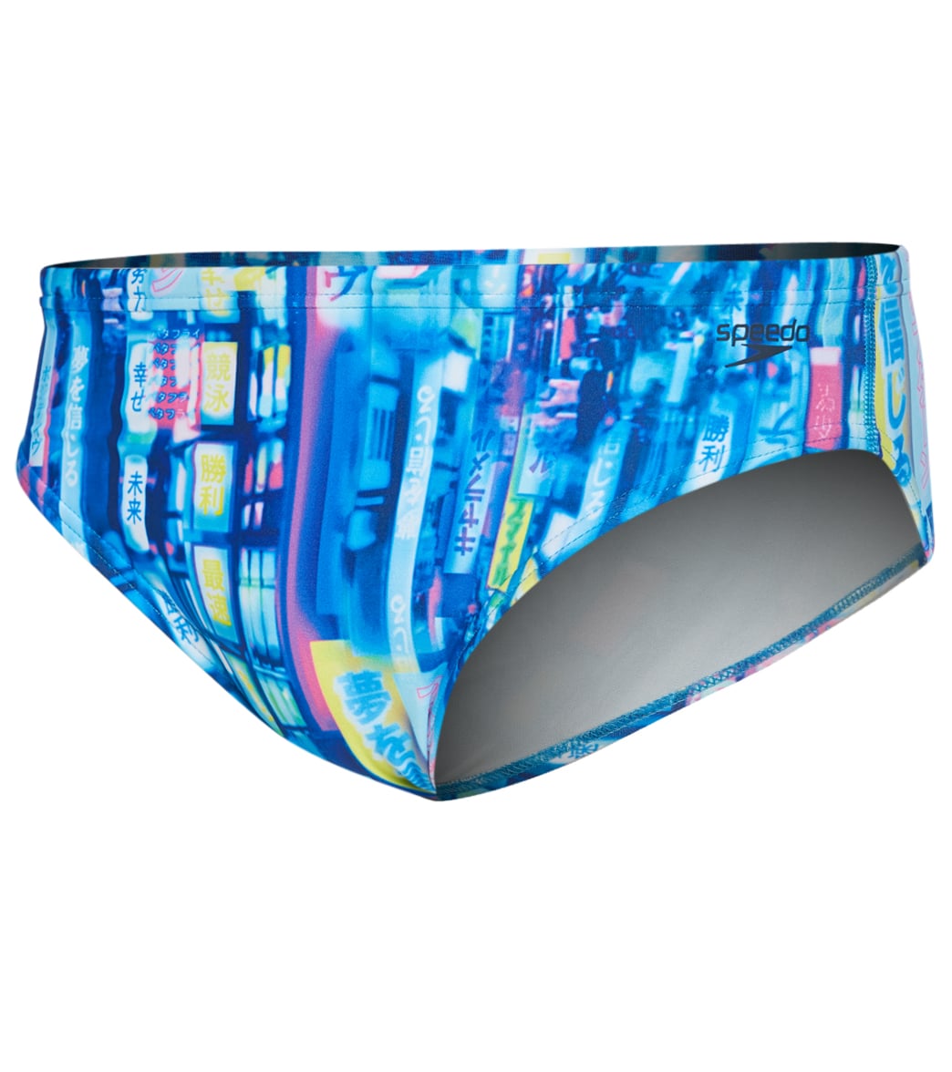 Speedo Men's Printed Brief Swimsuit - Blue Multi 24 Polyester/Pbt - Swimoutlet.com