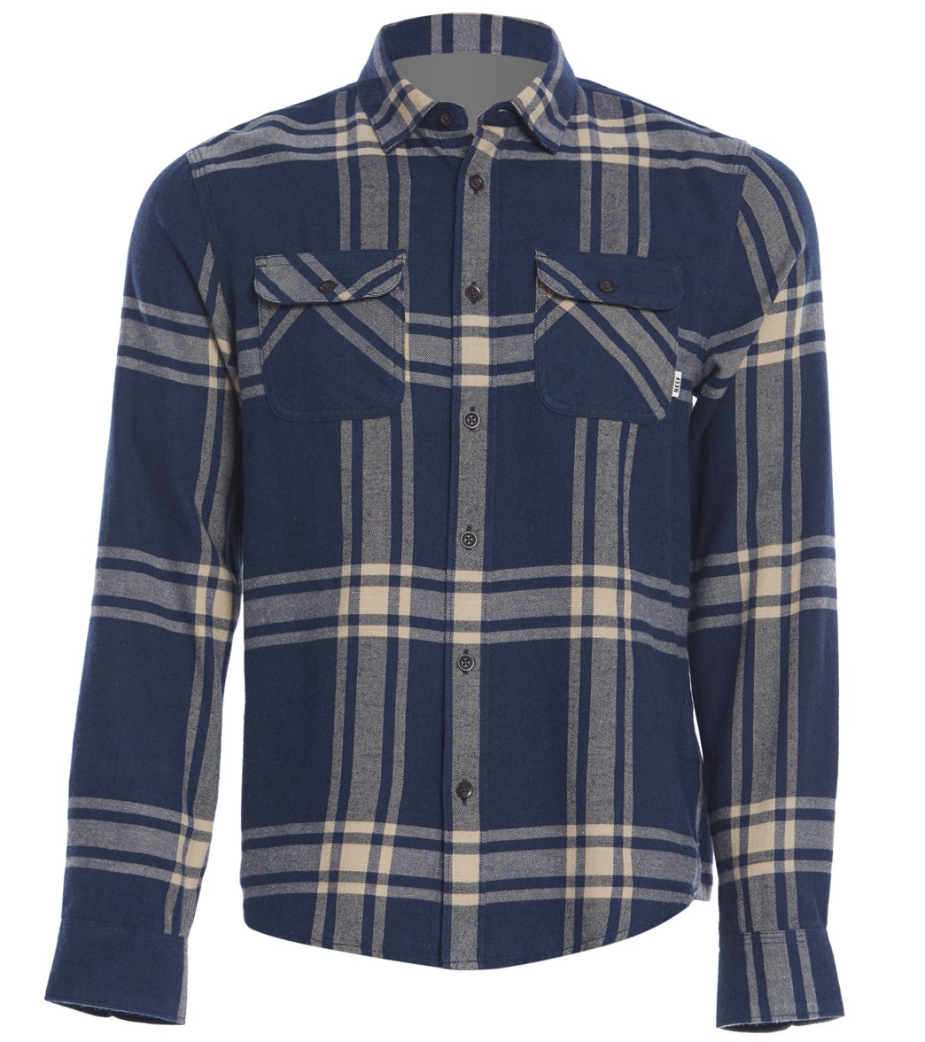Reef Men's Cold Dip 14 Long Sleeve Shirt - Navy Heather Small Cotton - Swimoutlet.com