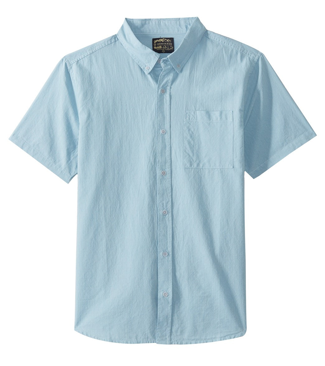 United By Blue Men's Bonhill Dot Short Sleeve Button Down Shirt - Light Blue Small Cotton - Swimoutlet.com