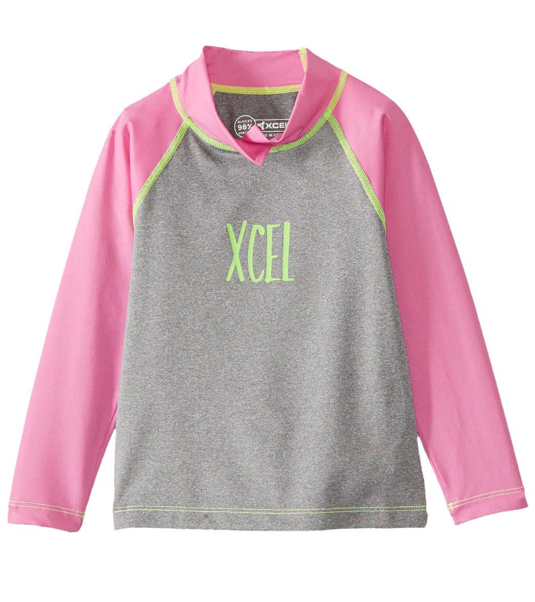 Xcel Kids' Long Sleeve Uv Rashguard Top - Shocking Pink 2 - Swimoutlet.com