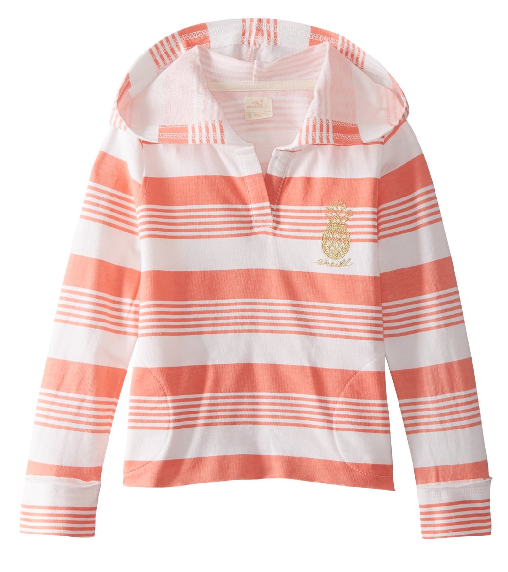 O'neill Girls' Playa Pull Over Hoodie Fleece Top Toddler Kid - Coral 5 Cotton - Swimoutlet.com