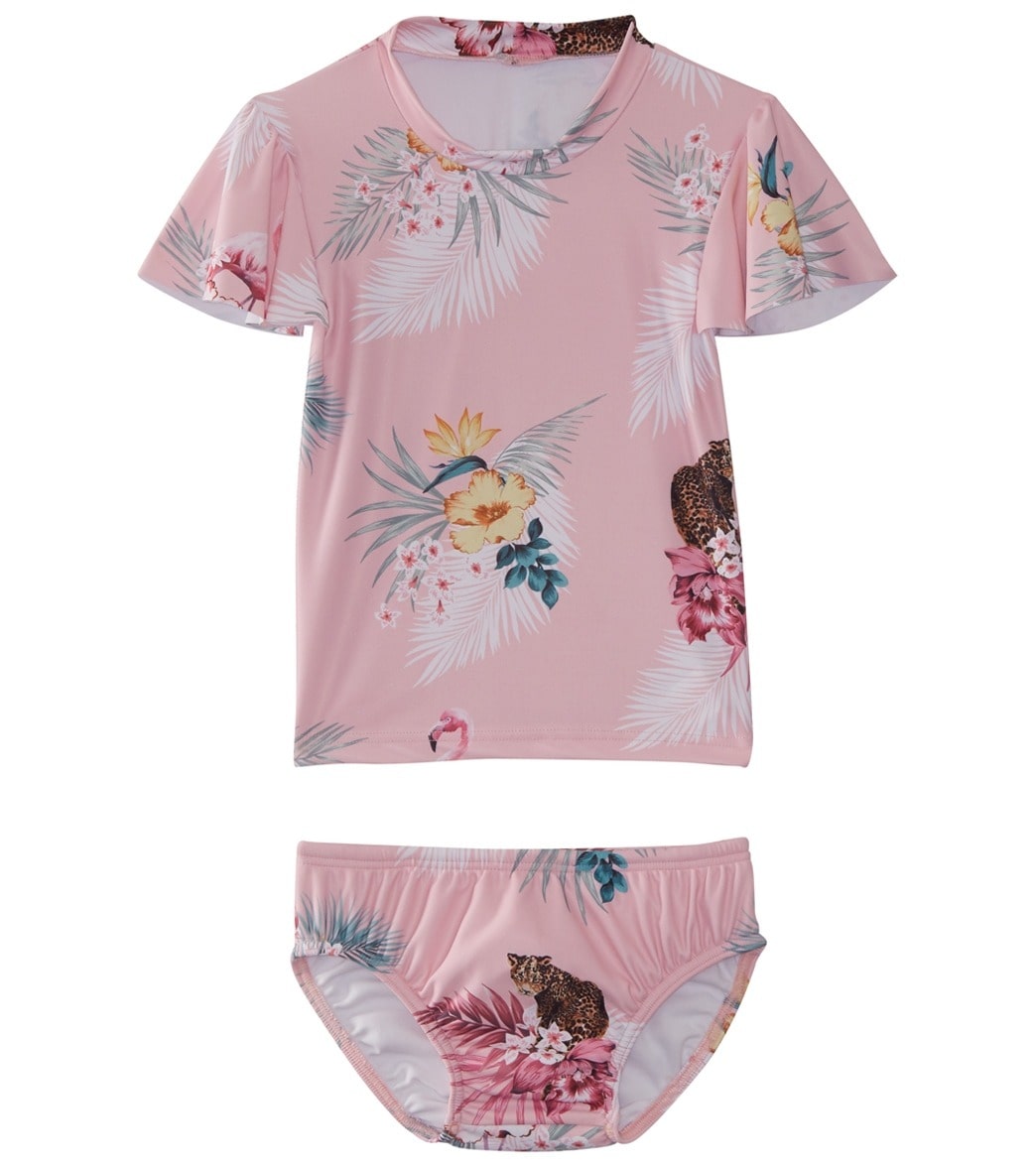Seafolly Girls' Into The Wild Rashie Set Baby - Tropical Pink 00 Polyester/Elastane - Swimoutlet.com
