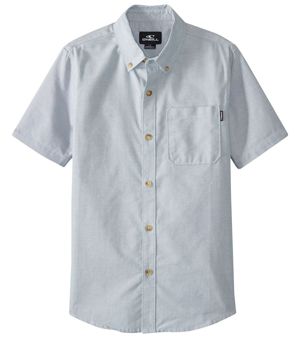 O'neill Boys' Banks Short Sleeve Shirt Big Kid - Dust Blue Small Cotton/Polyester - Swimoutlet.com