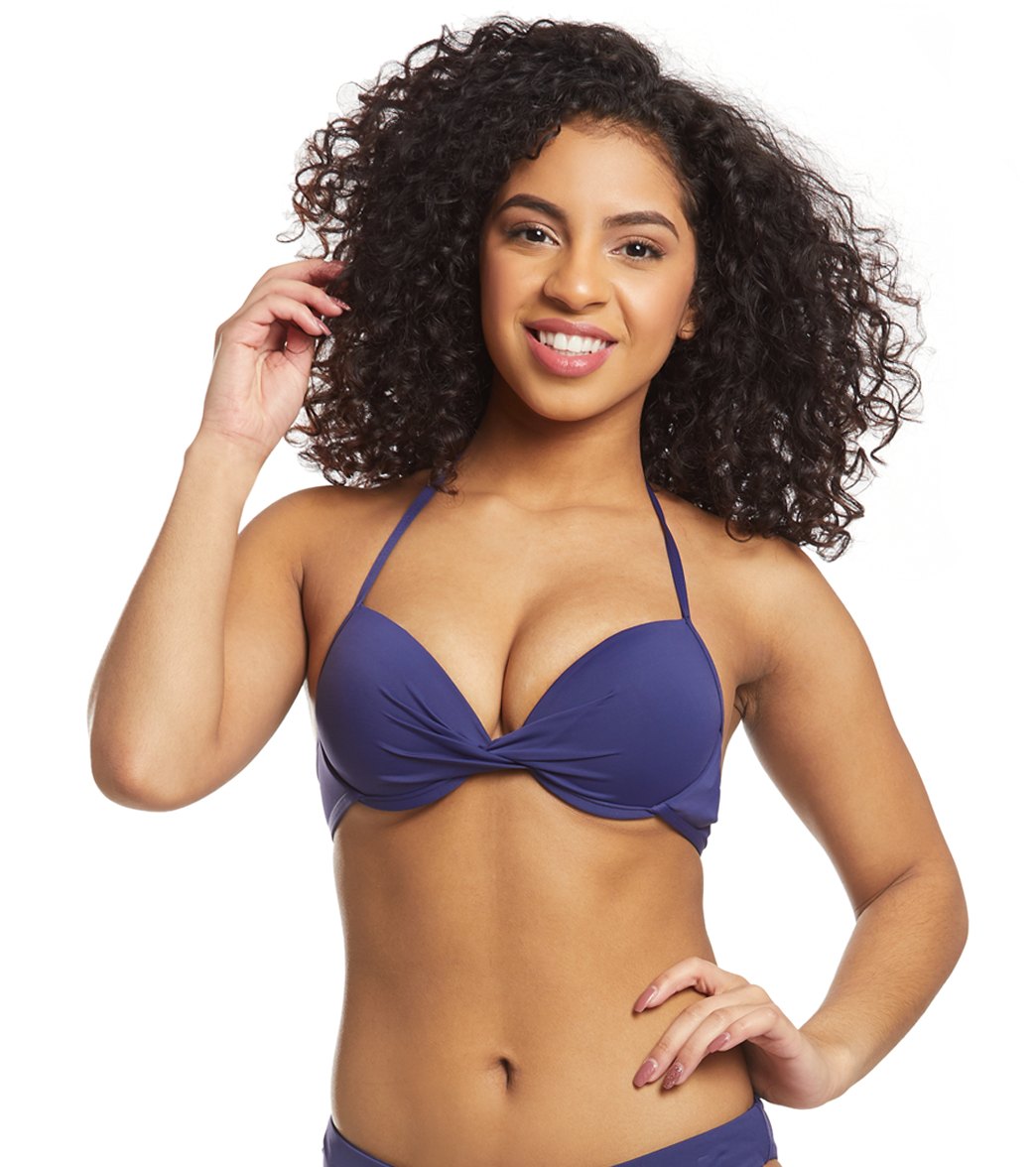 Bikini Lab Solid Push Up Underwire Bikini Top - Midnight Xl - Swimoutlet.com